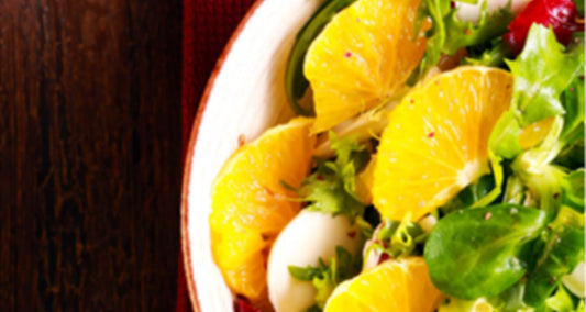 Goat Cheese Salad with Orange Slices & Matcha Dressing